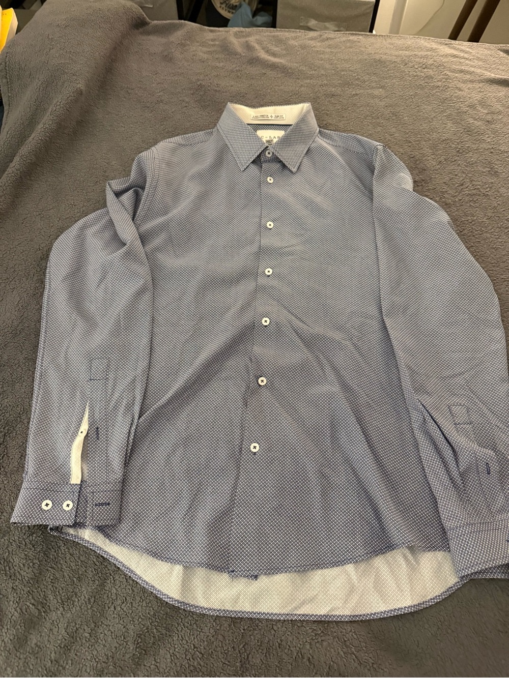 C-Lab Men's Blue Micro-Print Dress Shirt